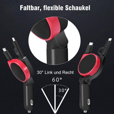 Autoladegerät und Zigarettenanzünder mit doppelt einziehbarem Kabel