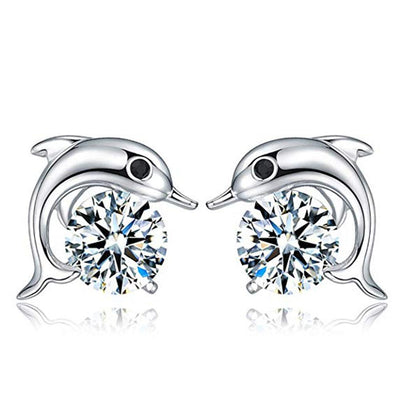 Delphin-Diamant-Ohrstecker