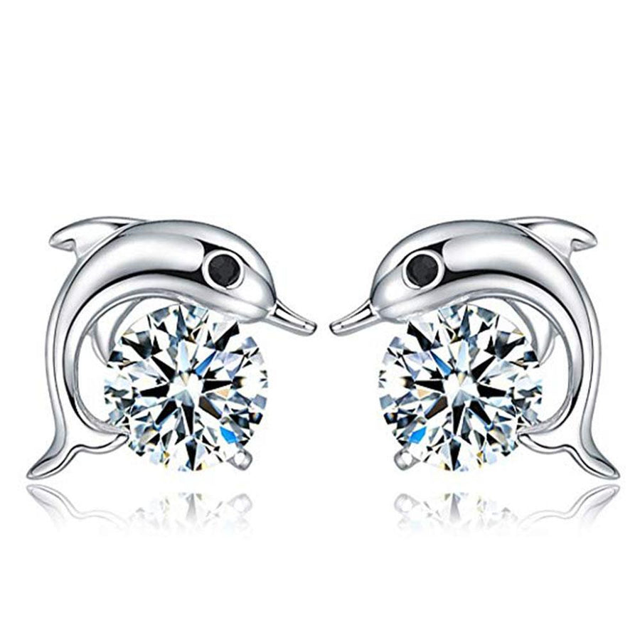 Delphin-Diamant-Ohrstecker
