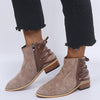 Damen Modischer Stiefel mit Schnür und Reißverschluss