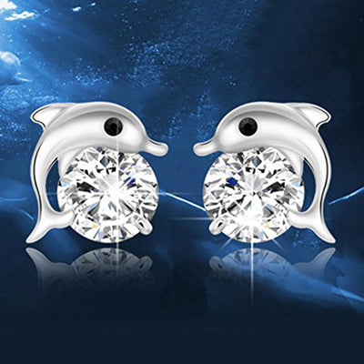 Delphin-Diamant-Ohrstecker
