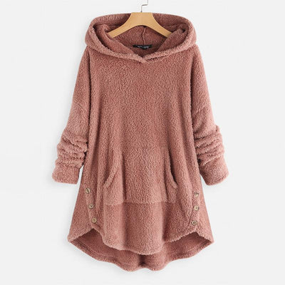 Damen Warme Kapuzenpullover mit Großer Tasche