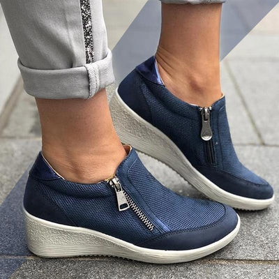 Lässige Mesh-Gewebte Turnschuhe mit Reißverschluss