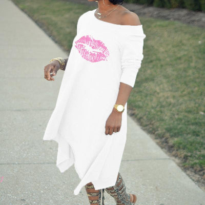 Lippen-Druck-T-Shirt-Kleid