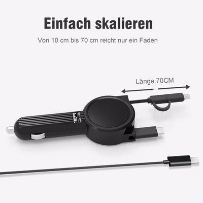 3-in-1 skalierbares KFZ-Ladegerät (Zigarettenanzünder im Auto)