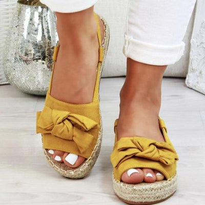 Damen Flache Sandalen mit Schleife