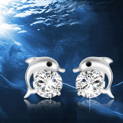 Delphin-Diamant-Ohrstecker