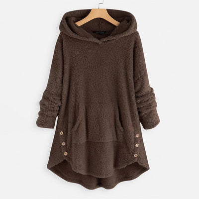 Damen Warme Kapuzenpullover mit Großer Tasche