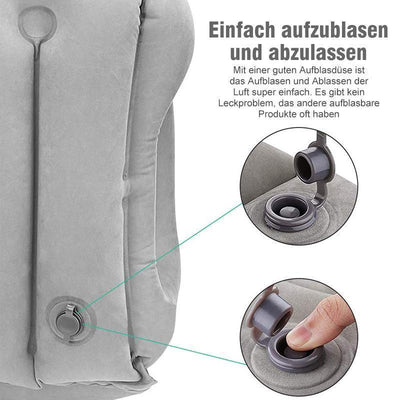 Aufblasbare Reisekissen, tragbare Beflockung Nackenkissen mit Tragetasche