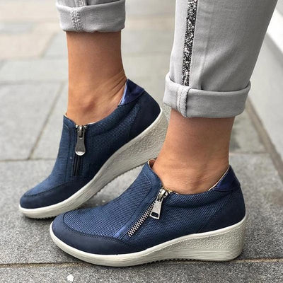 Lässige Mesh-Gewebte Turnschuhe mit Reißverschluss