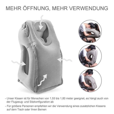 Aufblasbare Reisekissen, tragbare Beflockung Nackenkissen mit Tragetasche
