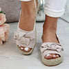 Damen Flache Sandalen mit Schleife