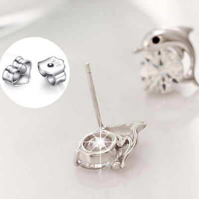 Delphin-Diamant-Ohrstecker