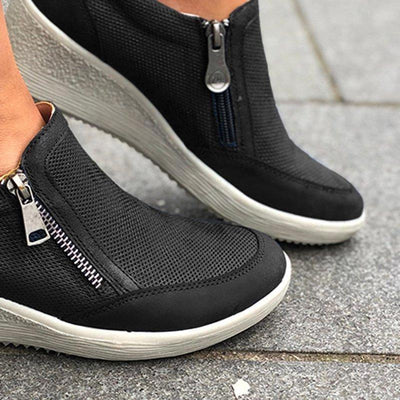Lässige Mesh-Gewebte Turnschuhe mit Reißverschluss