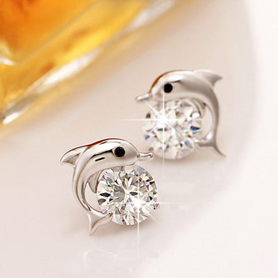 Delphin-Diamant-Ohrstecker