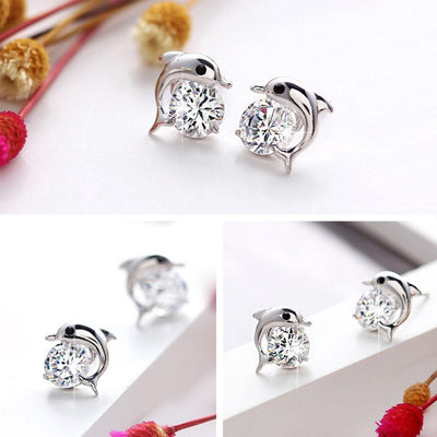 Delphin-Diamant-Ohrstecker